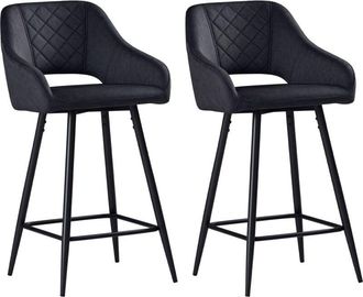 HOMCOM Homcom - Bar Stools Set of 2, Velvet-Touch Fabric Counter Height Bar Chairs Dark Grey