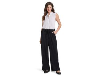NYDJ Jayne Wide Leg Pull-On Pants Womens Clothing Overdye Black : XS 31, Lyocell/Tencel