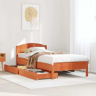 vidaXL Estructura De Cama Sin Colch&oacute;n Madera Maciza Marr&oacute;n 75x190 Cm Vidaxl