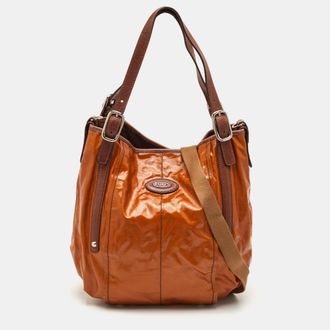 Tod's Tods Tan/yellow Coated Canvas And Leather G-Line Easy Sacca Shoulder Bag