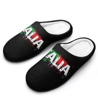 Generic Italia Italy Funny Mens Slippers Cotton Warm House Shoes Memory Foam Sandals Print Size 7-14
