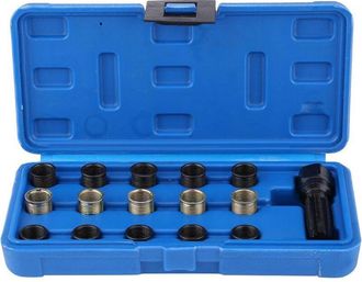 OEM Kit De Herramientas De Reparaci&oacute;n De Roscas De Buj&iacute;as De 16 Piezas, Macho De Roscar M16 De 14 Mm X 1,25 Con Estuche Port&aacute;til, Kit Helicoil Para Buj&iacute;as