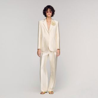 Sandro Satin jacket with flower detail