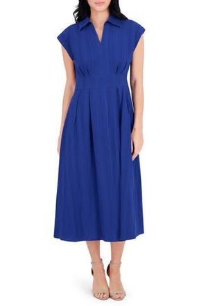 Kensie Collar Cotton Midi Dress in Cobalt at Nordstrom Rack, Size 14