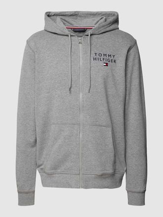 Tommy Hilfiger Sweatjacke mit seitlichen Eingrifftaschen in Mittelgrau Melange, Größe XL