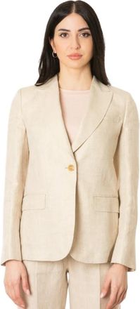 Max Mara Giacca in lino - Dames - Blazers - Beige - S - Katoen - Jassen