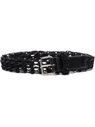 Saint Laurent interwoven-design buckle-fastening belt - Black