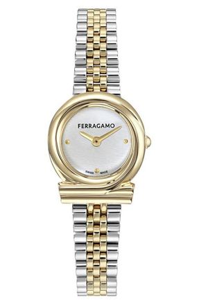 Ferragamo Gancini Twisted Two-Tone Bracelet Watch, 23mm in Two Tone at Nordstrom