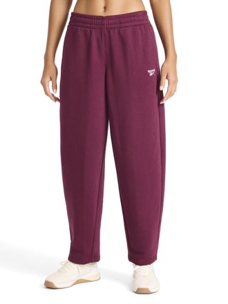 Reebok Womens Barrel Pant, Standard Fit, 28 Inseam, Midweight Cotton-Poly Fabric, Black Cherry, S