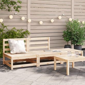 Berkfield Home Garden Sofa Armless with Footstool Solid Wood Pine in Brown