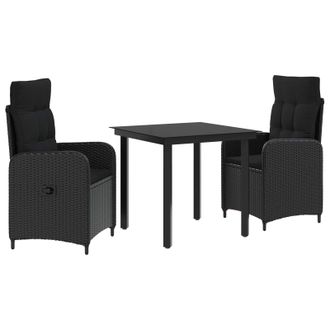 vidaXL Juego De Mesa Y Sof&aacute; Con Coj&iacute;n Con Almohada 3 Pcs Negro Vidaxl