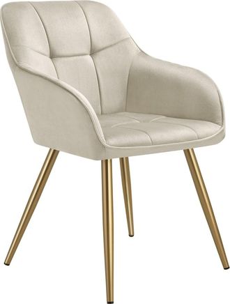 TecTake Silla de comedor, aterciopelada, 58 x 62 x 82 cm, crema/oro