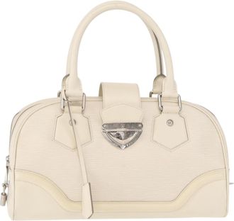 Louis Vuitton Montaigne Bowling Bag Epi Leather White Leather Handbag (Pre-Owned)