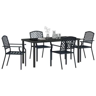Berkfield Home Stylish 5 Piece Garden Dining Set Anthracite Steel in Black
