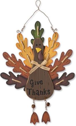 Glitzhome Burlap Wooden Turkey Wall Decor in Orange at Nordstrom, Size Medium