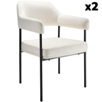 TecTake 2 sillas de comedor de tejido, 120 kg, 58 x 62 x 85 cm, blanco/negro