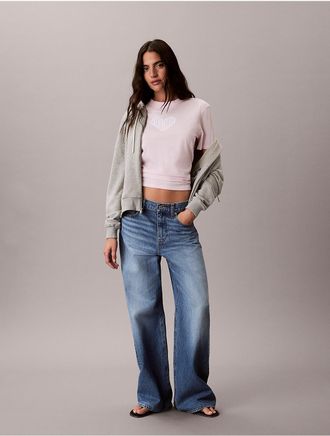Calvin Klein Jeans Calvin Klein Womens Heart Logo Classic T-Shirt - Pink - XS