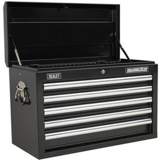 Loops 660 x 315 x 425mm BLACK 5 Drawer Topchest Tool Chest Lockable Storage Cabinet