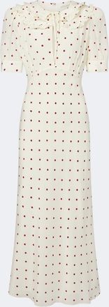 Alessandra Rich Ruffled polka-dot silk midi dress