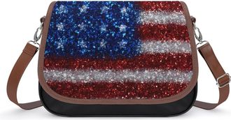 Generic Sparkles Glitter U.S. Flag Fashion Womens Crossbody Bags Novelty Handbag Shoulder Bag Purse