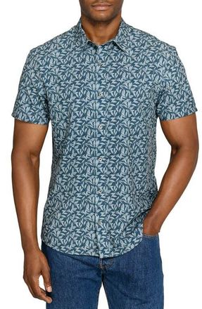 W.R.K Leaf Print Short Sleeve Button-Up Shirt in Green at Nordstrom, Size Xx-Large