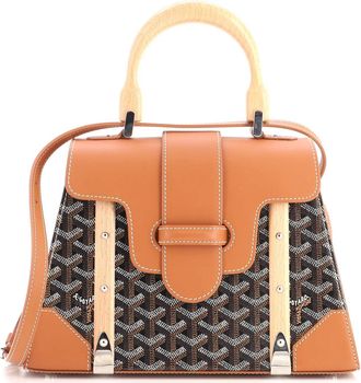 Goyard Saigon Top Handle Bag Coated Canvas with Leather PM