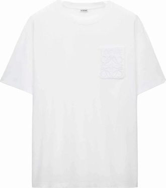 Loewe Mens Loewe Relaxed Fit Tonal Pocket Logo T-Shirt in White - Size: 38