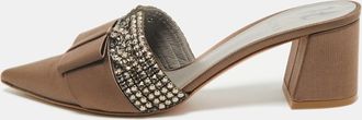 Gina Brown Satin Crystal Embellished Chachki Block Heel Mules