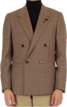 Lardini Double-Breasted Patch Pocket Jacket - Heren - Blazers - Veelkleurig - M - Wol - Jassen