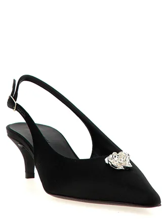 Magda Butrym Womens Silk Slingback With Rosette Detail Pumps Black