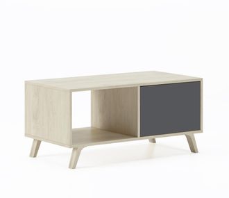 Skraut Home Mesa De Centro Con Puertas, Sal&oacute;n Comedor, Modelo Wind, Color Estructura Roble, Color Puertas Gris Antracita, Medidas 92x50x45cm De Altura. - Skraut H