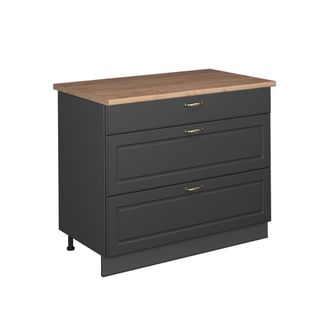 Vicco Mueble Bajo De Cocina Fame-line, Antracita-oro Landhaus/antracita, 100 Cm, Et Roble, Vicco