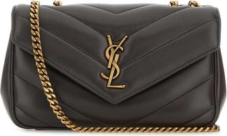 Saint Laurent Dark Grey Leather Small Lou Lou Shoulder Bag