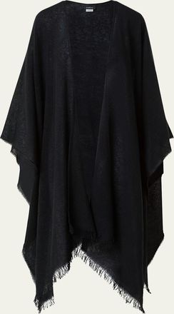 Akris Metallic Wool-Cashmere Fringed Cape Scarf
