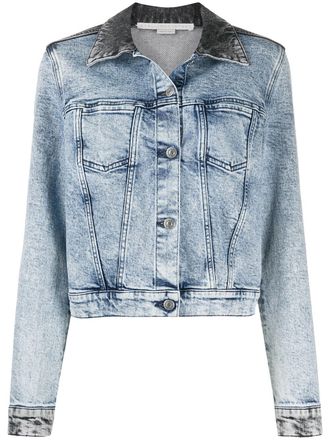 Stella McCartney two-tone cropped denim jacket - women - Cotton - 38 - Black
