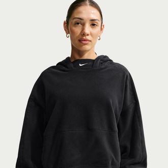 Nike Womens One Therma-FIT Oversized Pullover Hoodie in Black | IO1052-010