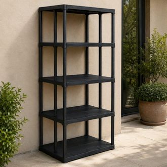 Dmora Dmora Estante De 3 Casillas Con Doble Capacidad En Polipropileno, Estante Para Interiores O Externos, 100% Made In Italy, 90x78h176 Cm, Color Antracit