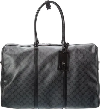 Gucci Gg Web Medium Gg Coated Canvas & Leather Luggage Bag