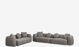 Sklum Sklum - Conjunto De Sal&oacute;n Con Sof&aacute; Modular De 2 Piezas Y Sof&aacute; De 3 Plazas En Chenilla Coco