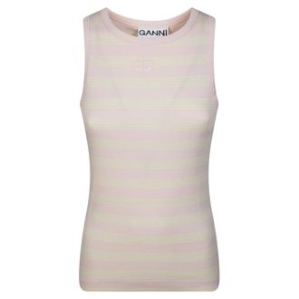 Ganni Sleeveless Tops, female, Pink, Size: M Tank TOP Costine Righe