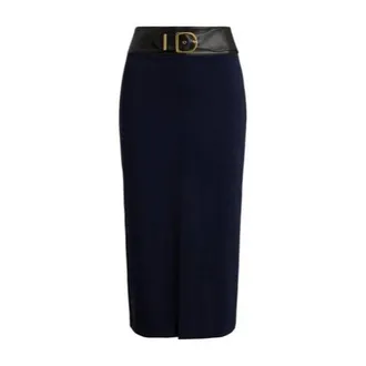 Ralph Lauren Gonna midi a tubino in tessuto ponte con fibbia - - Skirts - Donna - Blu - 3XS