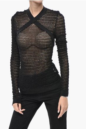 Off-white Mesh Top SHINY NET with Criss Cross Detail size L