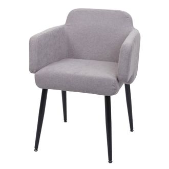Hhg Hhg - Silla De Comedor 073, Silla Tapizada Silla De Cocina Silla Con Reposabrazos, Tela/textil Metal Mvg, Gris