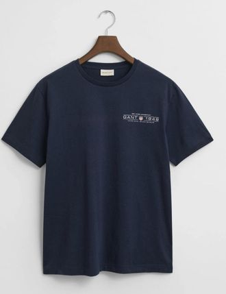 GANT Mens GANT Printed Graphic T-Shirt, Evening Blue - Navy - Size: 38
