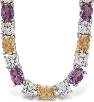 Sterling Forever Ophelia Tennis Necklace in Silver at Nordstrom