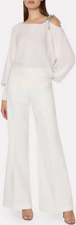 Milly Crystal Tie Sweater In Ecru