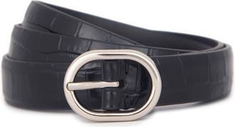 Vince Croc Embossed Leather Belt in Black at Nordstrom, Size X-Small