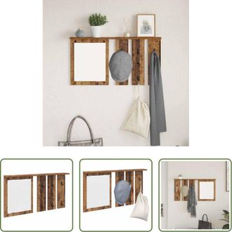 vidaXL Scaffale per corridoio - Appendiabiti a muro con specchio Legno vecchio 85 x 10 x 45 cm