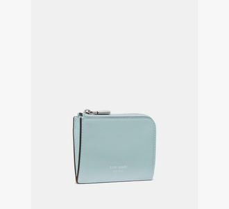 Kate Spade New York Womens Mini Zip Card Case in Blue | Smooth Leather