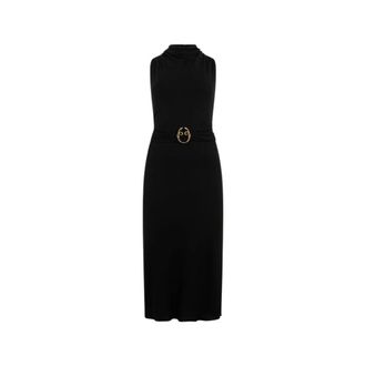 Roberto Cavalli Midi Dresses, female, Black, Size: 2XS Midi Dress with Snake Detail